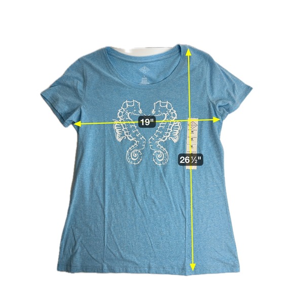 NWT St. John's Bay Blue Seahorses Short Sleeve Crew Neck T-Shirt Womens Medium M - Picture 9 of 9